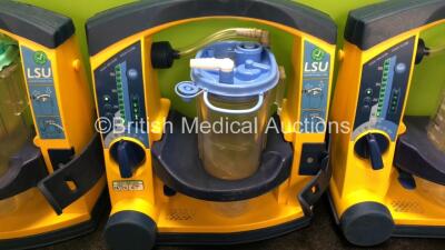 6 x Laerdal LSU Suction Units with 6 x Cups and 6 x Batteries (All Power Up, 2 x Missing Rubber Caps - See Photos) *SN 78070780300 / 78091687945 / 78481474877 / 78061294002 / 78080957241 / 78191184998* - 3