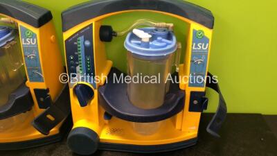 6 x Laerdal LSU Suction Units with 6 x Cups and 6 x Batteries (All Power Up, 2 x Missing Rubber Caps - See Photos) *SN 78070780300 / 78091687945 / 78481474877 / 78061294002 / 78080957241 / 78191184998* - 4