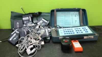 Mixed Lot Including 1 x Laerdal Cardiac Rhythm Simulator (Powers Up) 1 x Stryker 6500-101-000 Battery *Untested* 1 x Cardiac Science Powerheart G5 Battery *Untested* 1 x Dyna Med Splint, 12 x PrimeCuff BP Cuffs and 8 x SpO2 Finger Sensors *SN 003923, 1625