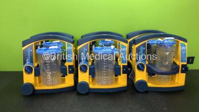 6 x Laerdal LSU Suction Units with 6 x Cups and 6 x Batteries (All Power Up, 1 with Missing Cap-See Photo) *SN 78041293672, 7801465001, 78061293973, 78041798523, 78061798942, 78081465003*