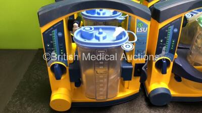 6 x Laerdal LSU Suction Units with 6 x Cups and 6 x Batteries (All Power Up, 2 x Missing Rubber Caps, 1 x Crack in Casing - See Photos) *SN 78091687939 / 78151184181 / 78230897960 / 78041686976 / 78310962645 / 78081465025* - 2