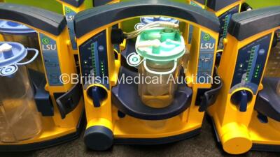 6 x Laerdal LSU Suction Units with 6 x Cups and 6 x Batteries (All Power Up, 2 x Missing Rubber Caps, 1 x Crack in Casing - See Photos) *SN 78091687939 / 78151184181 / 78230897960 / 78041686976 / 78310962645 / 78081465025* - 3