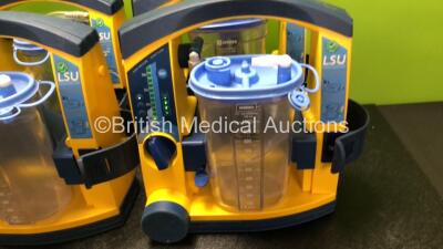 6 x Laerdal LSU Suction Units with 6 x Cups and 6 x Batteries (All Power Up) *SN 78091687934 / 78081687828 / 78081687816 / 78041293653 / 78081465033 / 78230897978* - 4