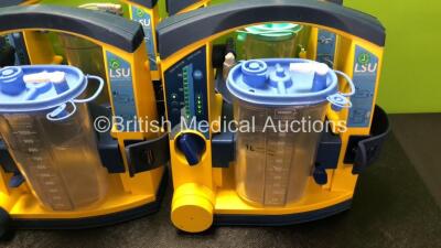 6 x Laerdal LSU Suction Units with 6 x Cups and 6 x Batteries (All Power Up, 1 x Missing Rubber Cap - See Photos) *SN 78081465016 / 78481474876 / 78041686993 / 78231074201 / 78231074213 / 78470854562* - 4