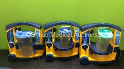 6 x Laerdal LSU Suction Units with 6 x Cups and 6 x Batteries (All Power Up, 1 x Missing Rubber Cap - See Photos) *SN 78081465016 / 78481474876 / 78041686993 / 78231074201 / 78231074213 / 78470854562* - 5