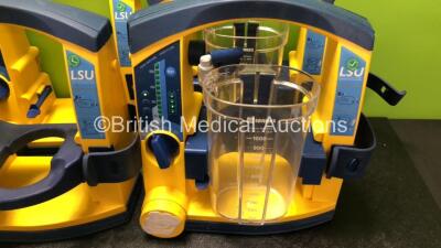 6 x Laerdal LSU Suction Units with 3 x Cups and 6 x Batteries (All Power Up, 3 x Cups Missing Lids, 3 x Missing Rubber Caps - See Photos) *SN 78191185013 / 78081687821 / 78471474590 / 78061294009 / 78041686975 / 78471474587* - 4