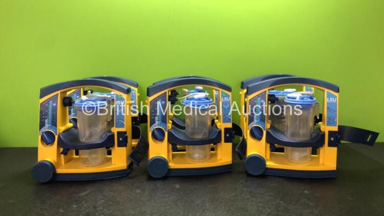 6 x Laerdal LSU Suction Units with 6 x Cups and 6 x Batteries (All Power Up) *SN 78231074203, 78500967935, 78091687935, 78231074210, 78481474884, 78081465018*