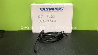 Olympus GIF-H260 Video Gastroscope in Case - Engineer's Report : Optical System - No Fault Found, Angulation - Not Reaching Specification, To Be Adjusted, Insertion Tube - No Fault Found, Light Transmission - No Fault Found, Channels - No Fault Found, Lea