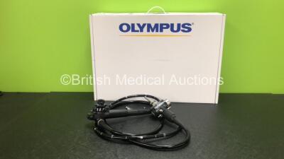 Olympus PCF-240S Video Sigmoidoscope in Case - Engineer's Report : Optical System - No Fault Found, Angulation - L/R Brake Faulty, Insertion Tube - No Fault Found, Light Transmission - No Fault Found, Channels - No Fault Found, Leak Check - No Fault Found