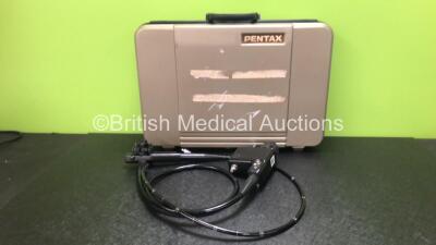 Pentax Video Gastroscope in Case (Unknown Model) - Engineers Report : Optical System - Interference, Angulation - No Fault Found, Insertion Tube - Crush and Kink Marks Present, Light Transmission - No Fault Found, Channels - No Fault Found, Leak Check - N