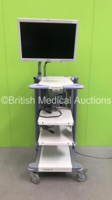 Olympus WM-260 Mobile Workstation Stack Trolley (Powers Up) with Olympus OEV261H Monitor (Untested Due to No Power Supply)