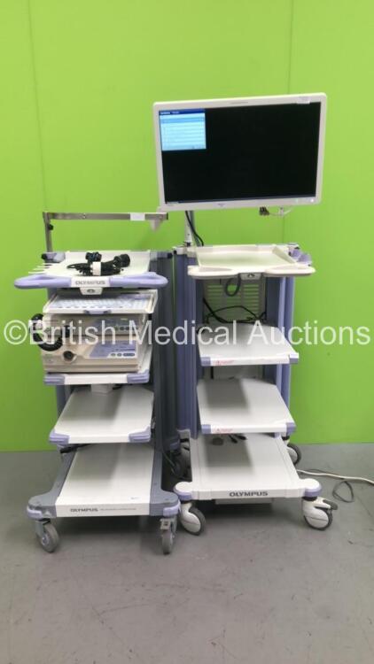 Olympus Stack System Including 1 x Olympus OEV262H Monitor, 1 x Olympus Evis OVC-200 Lecturescope, 2 x Olympus MAJ-1154 Pigtail Connectors, 1 x Olympus Keyboard, 1 x Olympus Evis Lucera CV-260SL Processor and 1 x Olympus Evis Lucera CLV-260 Light Source o