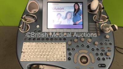 GE Voluson E8 Expert Flat Screen Ultrasound Scanner Software Version EC250 with 5 x Transducers/Probes (1 x RAB 6-D * Mfd June 2014 *,1 x C4-8-D * Mfd Nov 2016 *,1 x IC5-9-D * Mfd Dec 2017 *, 1 x 9L-D * Mfd March 2012 * and 1 x C1-5-D * Mfd May 2014 *) an - 2