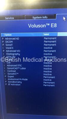 GE Voluson E8 Expert Flat Screen Ultrasound Scanner Software Version EC250 with 5 x Transducers/Probes (1 x RAB 6-D * Mfd June 2014 *,1 x C4-8-D * Mfd Nov 2016 *,1 x IC5-9-D * Mfd Dec 2017 *, 1 x 9L-D * Mfd March 2012 * and 1 x C1-5-D * Mfd May 2014 *) an - 17