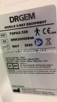 DRGEM Topaz-32D Mobile X-Ray with DRGEM Wireless Digital Flat Panel Detector Model Mano4336W (Powers Up with Key - Key Included - Damage to Machine - See Pictures) *S/N DRK2050084A* **Mfd 05/2020** - 6