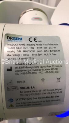 DRGEM Topaz-32D Mobile X-Ray with DRGEM Wireless Digital Flat Panel Detector Model Mano4336W (Powers Up with Key - Key Included - Damage to Machine - See Pictures) *S/N DRK2050132A* **Mfd 05/2020** - 9