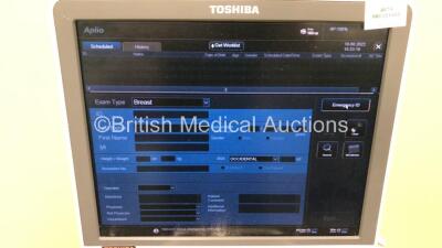 Toshiba Aplio 400 Flat Screen Ultrasound Scanner Software Version AB_V3.00*R005 with 2 x Transducers/Probes (1 x PLT-1204BT * Mfd Sept 2010 * and 1 x PLT-704SBT * Mfd April 2008 *),Footswitch and Sony Digital Graphic Printer UP-D897 (Powers Up-Missing Mo - 4