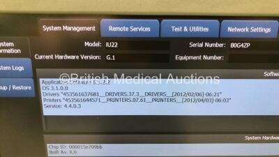 Philips iU22 XMatrix Flat Screen Ultrasound Scanner Software Version 6.3.2.2 with Sony Digital Graphic Printer UP-D897 and 3-Lead ECG Lead (Powers Up-Crack to Keyboard and Damage to Handle- See Photos) * SN B0G4ZP * * Mfd 2012 * - 7