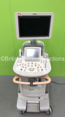 Philips iU22 XMatrix Flat Screen Ultrasound Scanner with 1 x Transducer/Probe (C5-1) and Sony Digital Graphic Printer UP-D897 (Powers Up - Hard Drive Removed - Cracks to Keyboard - See Photos) * SN B05P1P * * Mfd April 2012 *