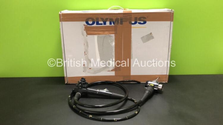 Olympus GIF-XQ260 Video Gastroscope in Case - Engineer's Report : Optical System - No Fault Found, Angulation - No Fault Found, Insertion Tube - Discoloured, Light Transmission - No Fault Found, Channels - No Fault Found, Leak Check - No Fault Found *2421