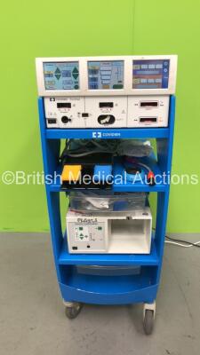 Covidien ForceTriad Electrosurgical /Diathermy Unit Software Version 3.60 *Mfd 2015-04* on Stand with 2 x Footswitches and RapidVac Smoke Evacuator (Powers Up) *SN T5D45817EX*