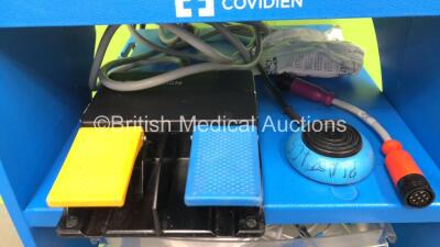 Covidien ForceTriad Electrosurgical /Diathermy Unit Software Version 3.60 *Mfd 2015-04* on Stand with 2 x Footswitches and RapidVac Smoke Evacuator (Powers Up) *SN T5D45817EX* - 3