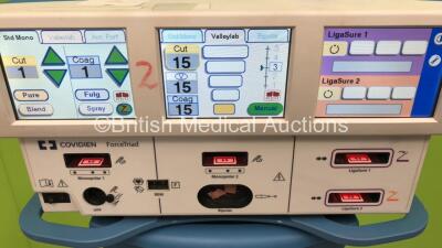 Covidien ForceTriad Electrosurgical /Diathermy Unit Software Version 3.60 *Mfd 2015-04* on Stand with Footswitch and 2 x RapidVac Smoke Evacuators (Powers Up) *SN T5D45811EX* - 2