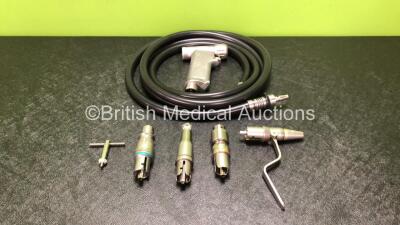 Job Lot Including 1 x ConMed Linvatec Hall PowerPro 6150 Handpiece with MA-7 Hose, 1 x Hall PowerPro 2070 Asif / AO Drill Attachment, 1 x Hall PowerPro 2043 Sagittal Saw Attachment, 1 x Hall PowerPro 2041 6.5mm Jacobs Chuck Attachment, 1 x Hall PowerPro 6