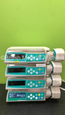 4 x B-Braun Perfusor Space Volumetric Infusion Pumps with 1 x AC Power Supply (All Power Up, 1 with Missing Battery and Cover-See Photo) *SN 80096, 157341, 157390, 87742*