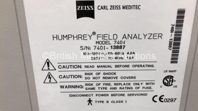 Zeiss Humphrey Field Analyzer Model 740i on Motorized Table (Powers Up - HDD Removed) *13887* - 6