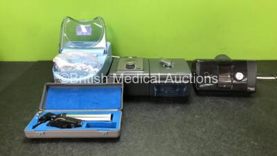 Mixed Lot Including 1 x ResMed Airsense 10 Autoset CPAP Unit (Powers Up when Tested with Stock Power Supply-Power Supply Not Included) 1 x Philips Respironics REMstar Auto C Flex CPAP Unit with 1 x System One Humidifier Unit and 1 x AC Power Supply (Power