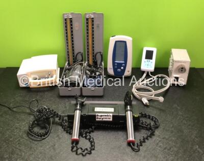 Mixed Lot Including 2 x Sphygmomanometers, 1 x Atmos Atmoport N Suction Unit, 1 x Keeler Otoscope / Ophthalmoscope Unit with 2 x Handles and 2 x Attachments, 1 x Welch Allyn SPOT Vital Signs Monitor (Powers Up) 1 x Welch Allyn ProBP 3400 Monitor (Damaged 