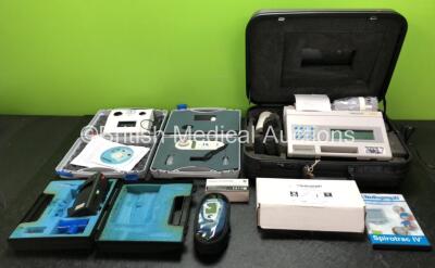 Mixed Lot Including 1 x Vitalograph Alpha Spirometer in Carry Case (Damaged Carry Case Lock - See Photos) with 1 x AC Power Supply in Carry Case (Powers Up) 5 x Vitalograph Thermal Paper Rolls, 1 x Bedfont Pico Smokerlyzer, 1 x Bedfont Micro Smokerlyzer C