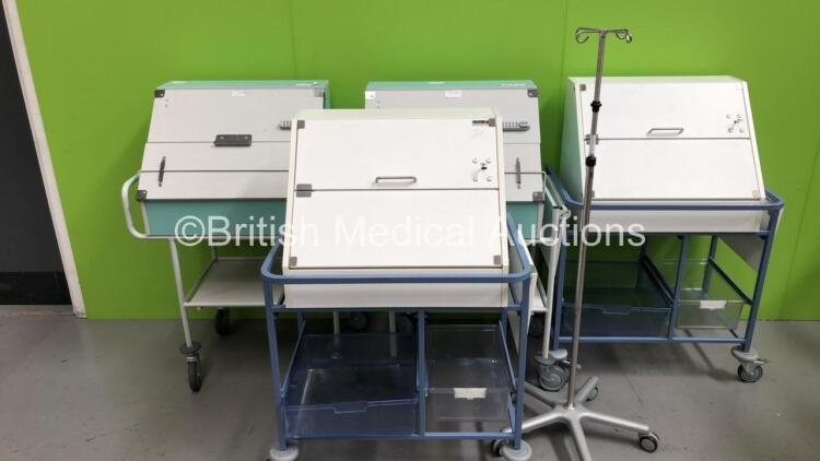 Mixed Lot Including 2 x Bristol Maid Drug Cabinets,2 x Sunflower Medical Drug Cabinets and 1 x Anetic Aid Drip Stand