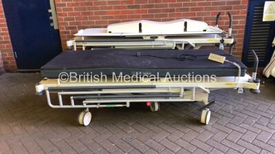 2 x Howard Wright Electric Patient Trolleys with Controllers (1 x Unable to Test Due to Damaged Plug,1 x No Power)