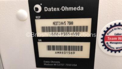 Datex-Ohmeda Aestiva/5 Anaesthesia Machine with Datex-Ohmeda SmartVent Software Version 3.5, Bellows, Absorber and Hoses (Powers Up) *S/N AMRE01569* - 4