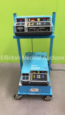 2 x Valleylab Force 2 Electrosurgical Generators on Trolley (Both Power Up)