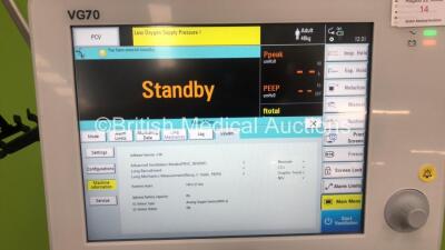 Aeonmed VG70 Ventilator Software Version 2.00, Running Hours 784h 30m with 1 x Hose on Stand with Accessories *Mfd 06-2020* (Powers Up) - 2