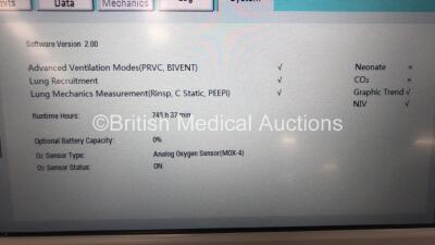 Aeonmed VG70 Ventilator Software Version 2.00, Running Hours 784h 30m with 1 x Hose on Stand with Accessories *Mfd 06-2020* (Powers Up) - 3