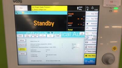 Aeonmed VG70 Ventilator Software Version 2.00, Running Hours 0h 16m with 1 x Hose on Stand with Accessories *Mfd 06-2020* (Powers Up) - 2
