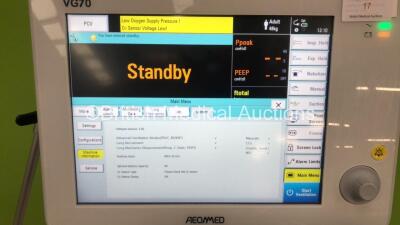 Aeonmed VG70 Ventilator Software Version 2.00, Running Hours 989h 27m with 1 x Hose on Stand with Accessories *Mfd 06-2020* (Powers Up) - 2