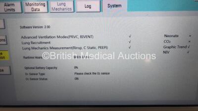 Aeonmed VG70 Ventilator Software Version 2.00, Running Hours 989h 27m with 1 x Hose on Stand with Accessories *Mfd 06-2020* (Powers Up) - 3