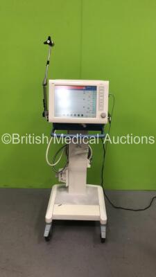 Drager Evita XL Ventilator *Mfd - 2008* Software Version - 07.06 Running Hours - 73992h with Drager 6871500 Capnograph Sensor and Hoses on Stand (Powers Up) *ARZB-0121*