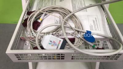 Hewlett Packard Pagewriter 100 ECG Machine on Stand with 10 Lead ECG Leads (Powers Up) - 3