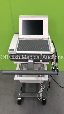 Marquette MAC 5000 ECG Machine on Stand with 10 Lead ECG Lead (Powers Up with Blank Screen - Damage to Unit - See Pictures)