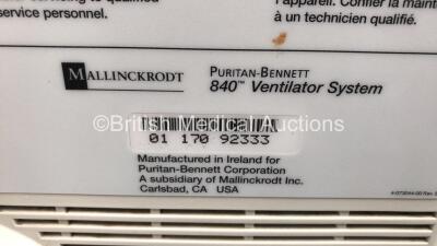 Nellcor Puritan Bennett 840 Ventilator System Software Version 4-070000-85-AN Running Hours 62531 with Hoses (Powers Up) *106189 - 5