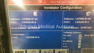 Nellcor Puritan Bennett 840 Ventilator System Software Version 4-070000-85-AB Running Hours 43837 with Hoses (Powers Up) *108925 - 2