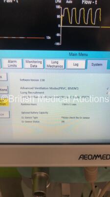Aeonmed VG70 Ventilator Software Version 2.00, Running Hours 1164h 11m with 1 x Hose on Stand *Mfd 07-2020* (Powers Up) - 7