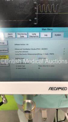 Aeonmed VG70 Ventilator Software Version 2.00, Running Hours 1212h 1m with 1 x Hose on Stand *Mfd 05-2020* (Powers Up) - 9