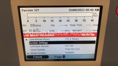 Philips Respironics Trilogy 202 Ventilator on Stand Software Version 14.1.03 - Operating Hours 121.2 with Hose (Powers Up) *Mfd 01/2017 * - 2